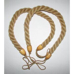 Large Rope and Wood Curtain Tie Backs